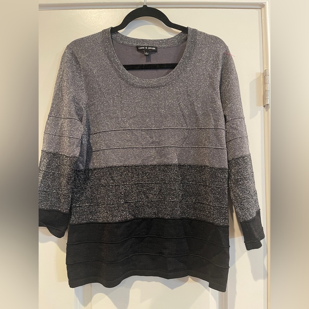 Cable & Gauge Sparkly Gray Sweater